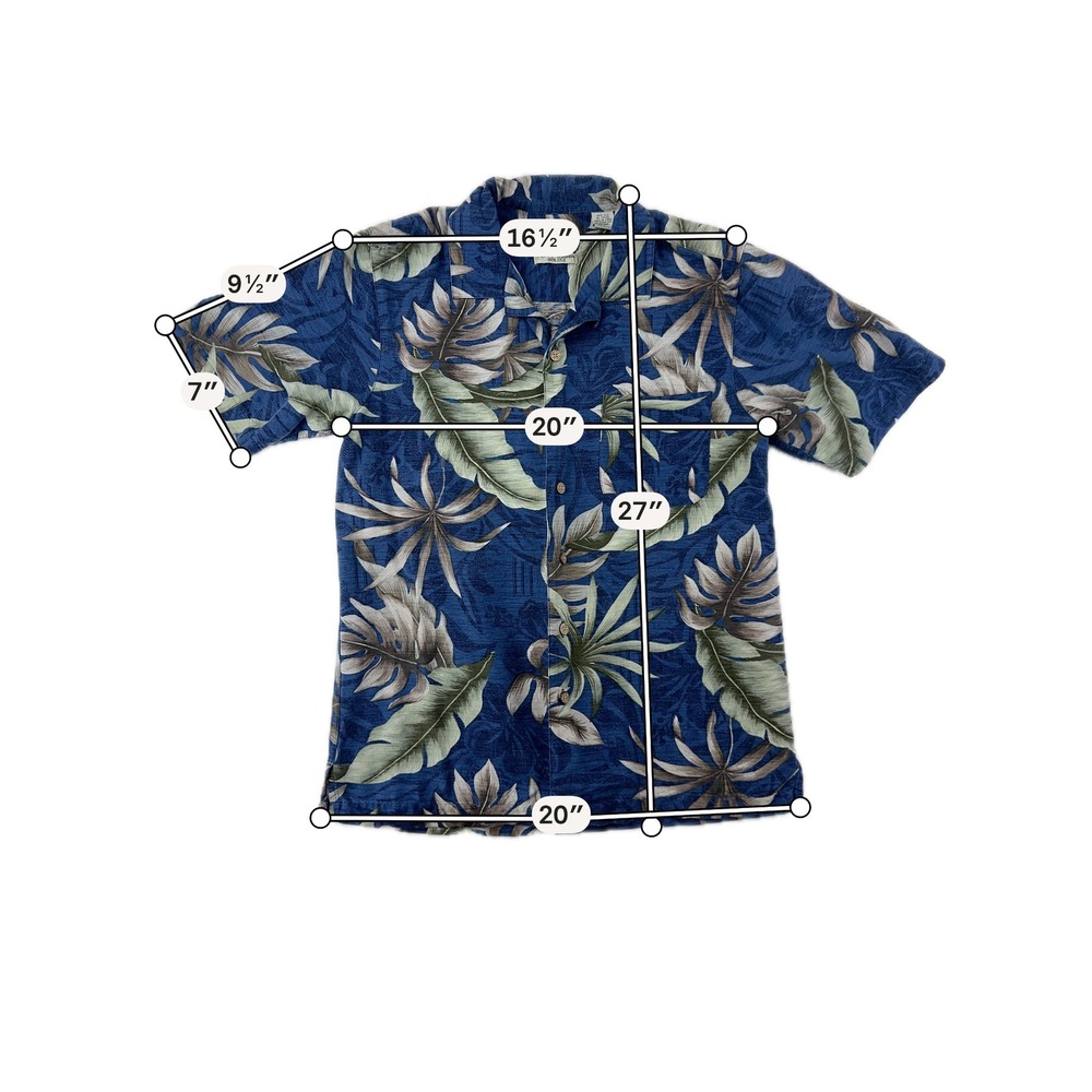 Batik Bay Button Up Mens Relaxed S Blue Tropical Silk Camp Shirt 100% Silk - Picture 10 of 10